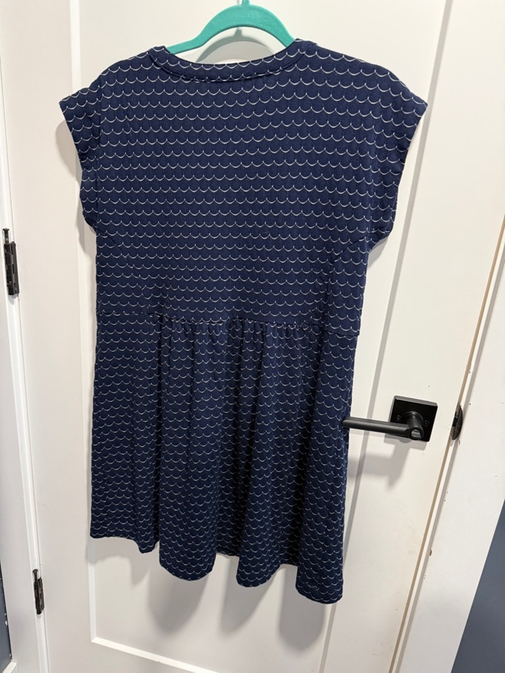 LOFT Navy Wave-Print Cap Sleeve Mini Dress - Picture 6 of 8